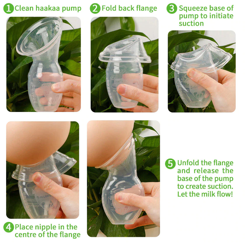 Haakaa Silicone Breast Pump & Silicone Lid (150ml.)