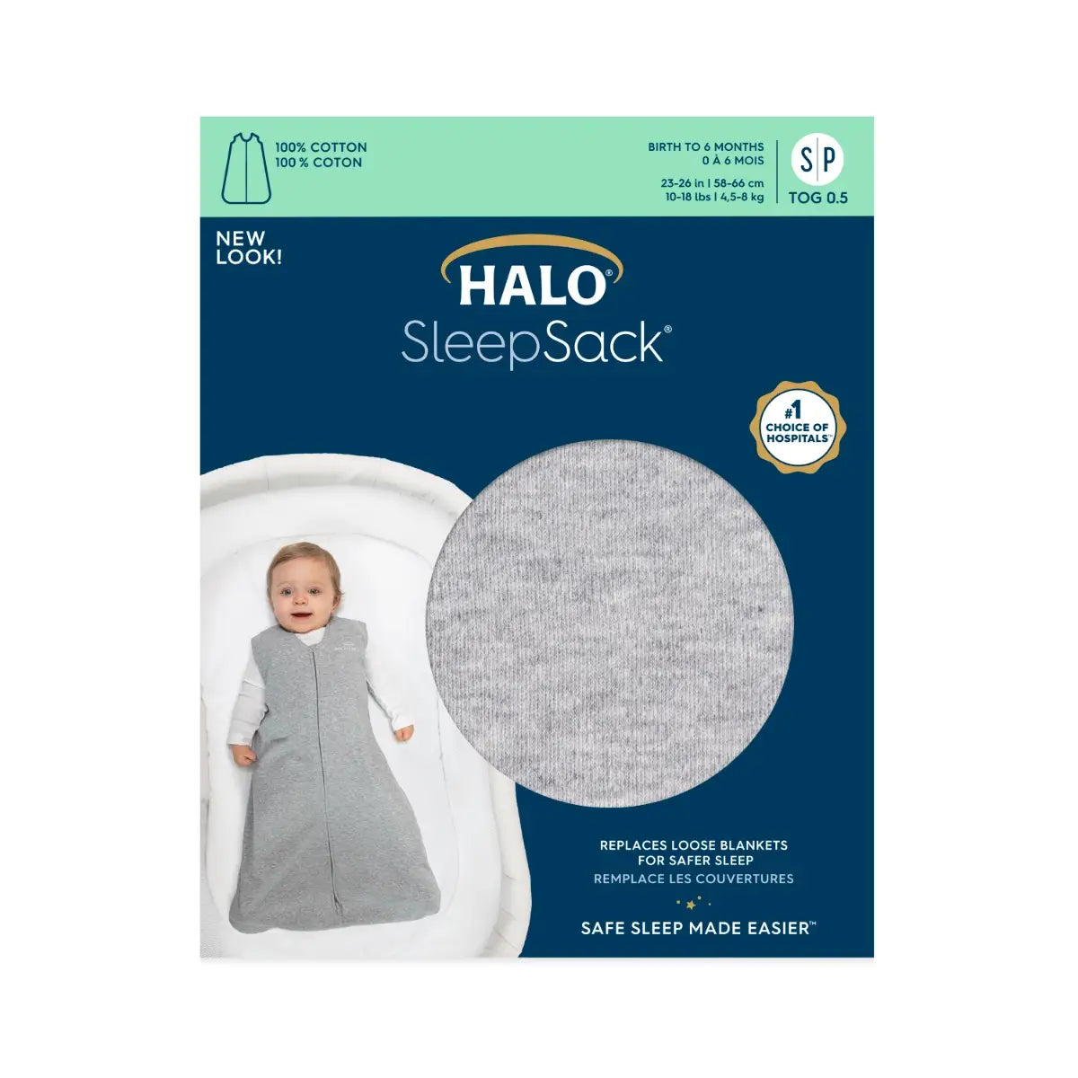 HALO 0.5 TOG Cotton SleepSacks Heather Grey