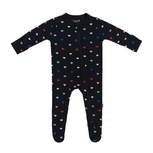 Kyte Baby Zippered Footie Midnight Rainbow Heart