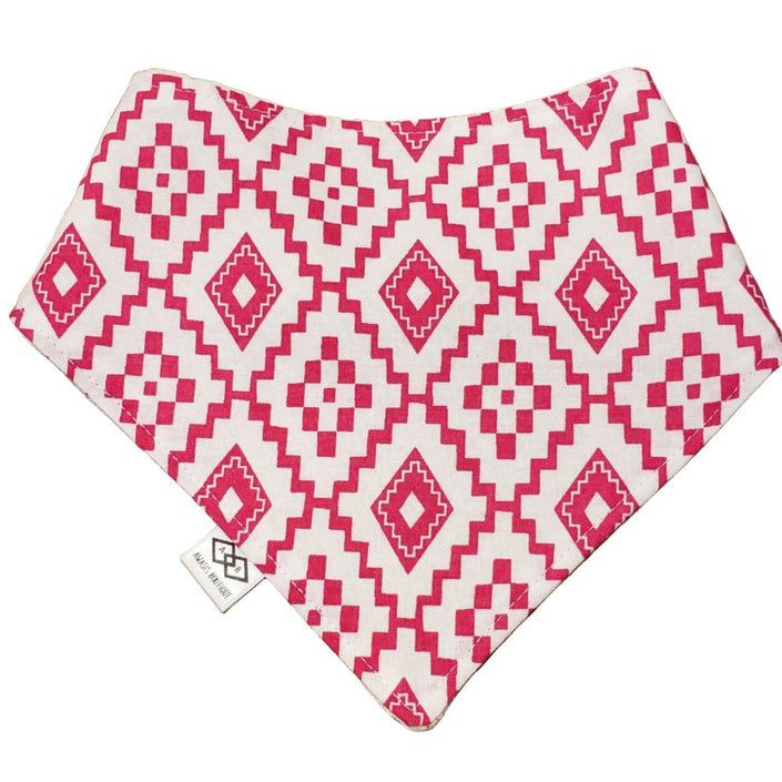 Awasis Boutique Bandana Drool Bibs 3+ Months Pink/White Aztec