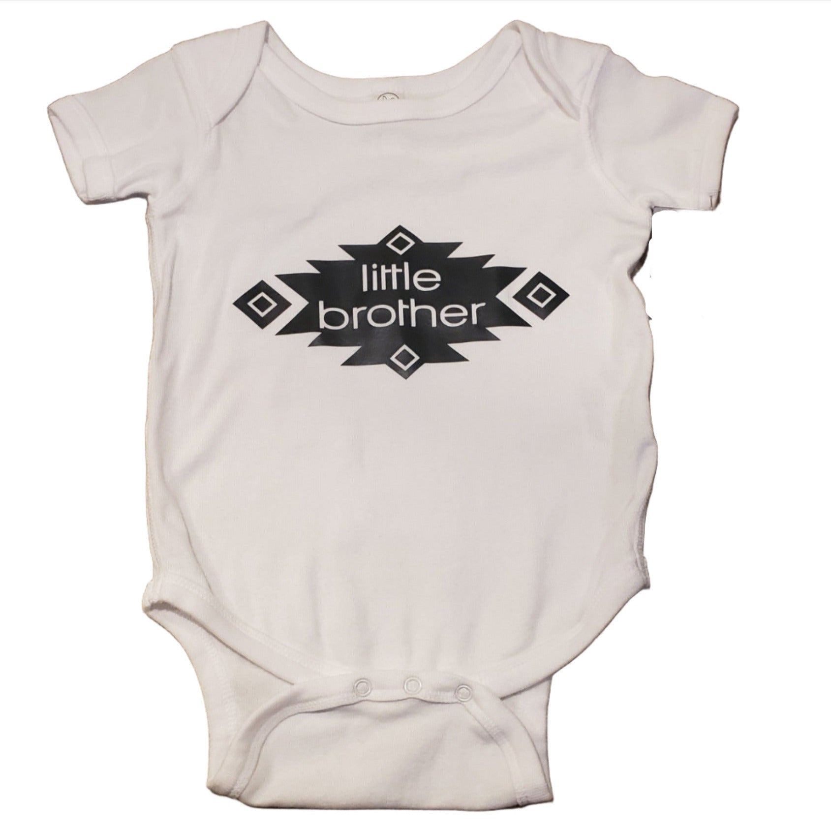 Awasis Boutique Little Brother Onesies White/Black 24 Months