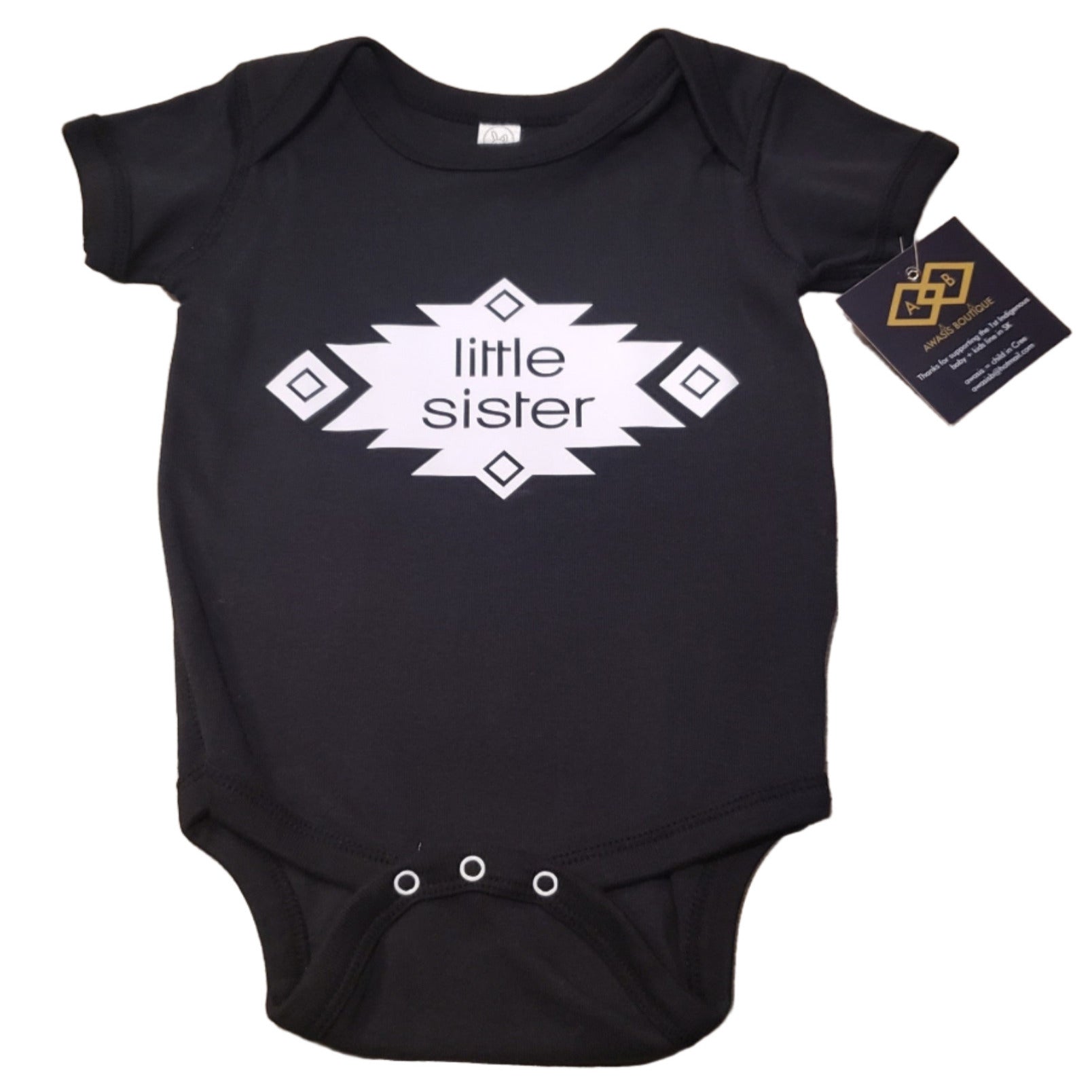 Awasis Boutique Little Sister Onesies Black/White