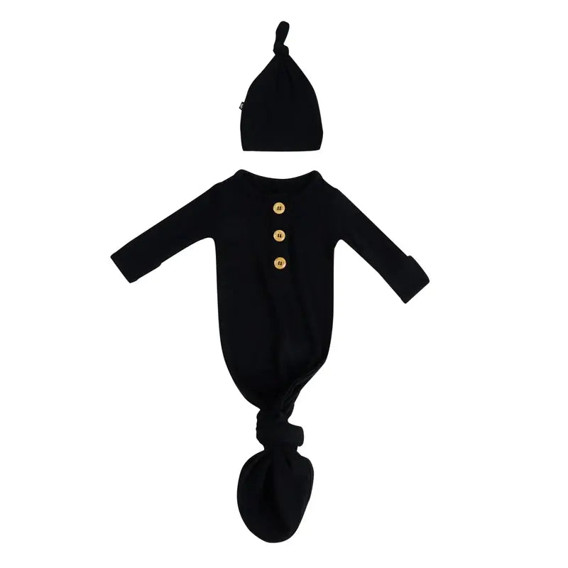 Kyte Baby Ribbed Knotted Gown & Hat Set