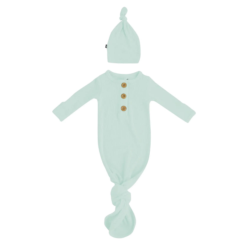 Kyte Baby Ribbed Knotted Gown & Hat Set