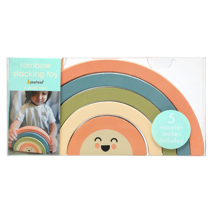 Pearhead Wooden Rainbow Stacking Toy