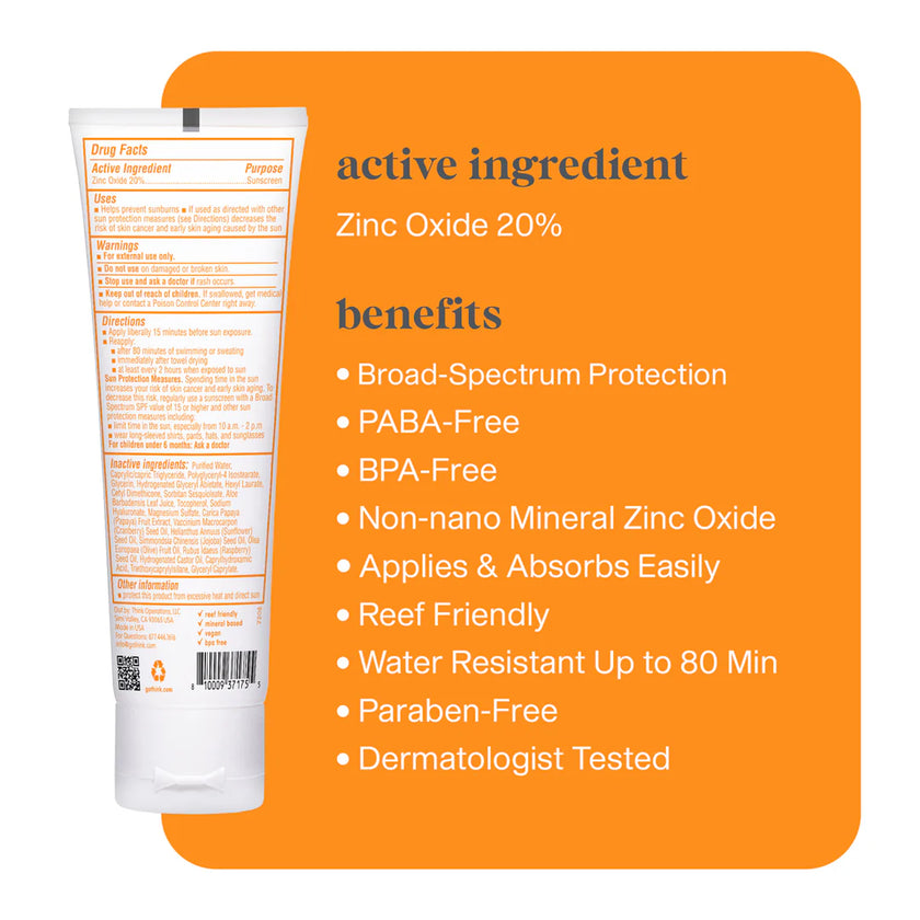 thinkbaby Clear Zinc Sunscreen Lotion SPF30 (3oz.)