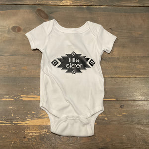 Awasis Boutique Little Sister Onesies White/Black 18 Months