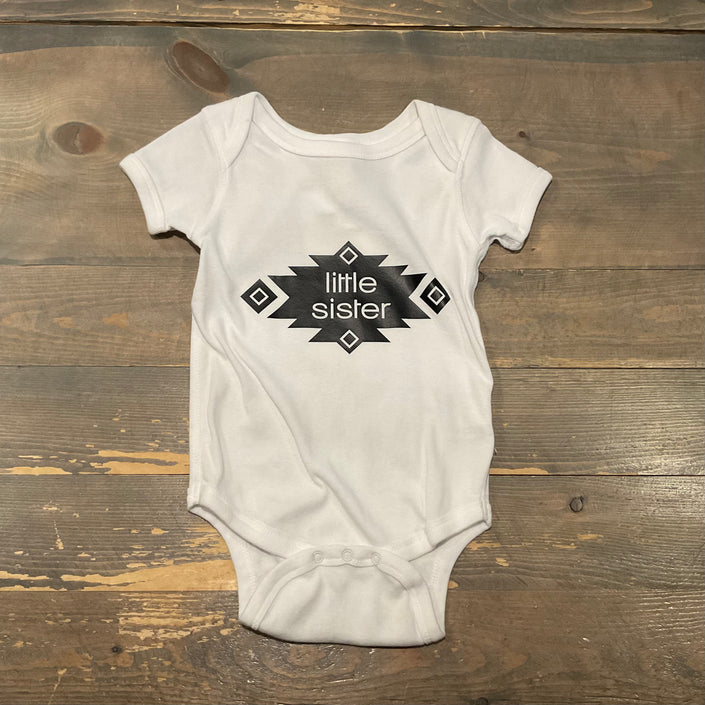 Awasis Boutique Little Sister Onesies White/Black 18 Months