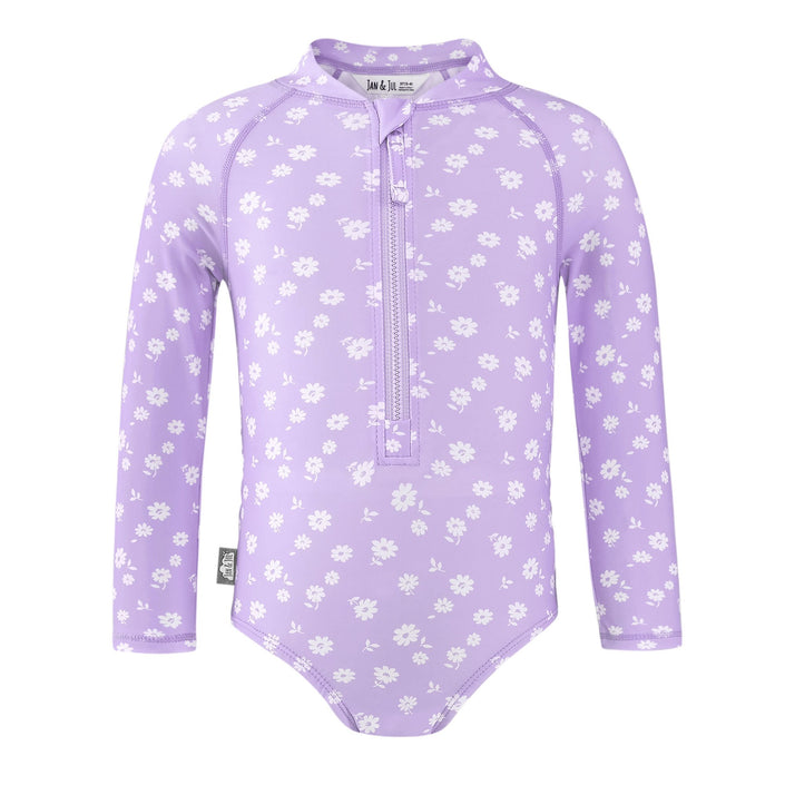 Jan & Jul 1-Piece UV Swimsuit Purple Daisy