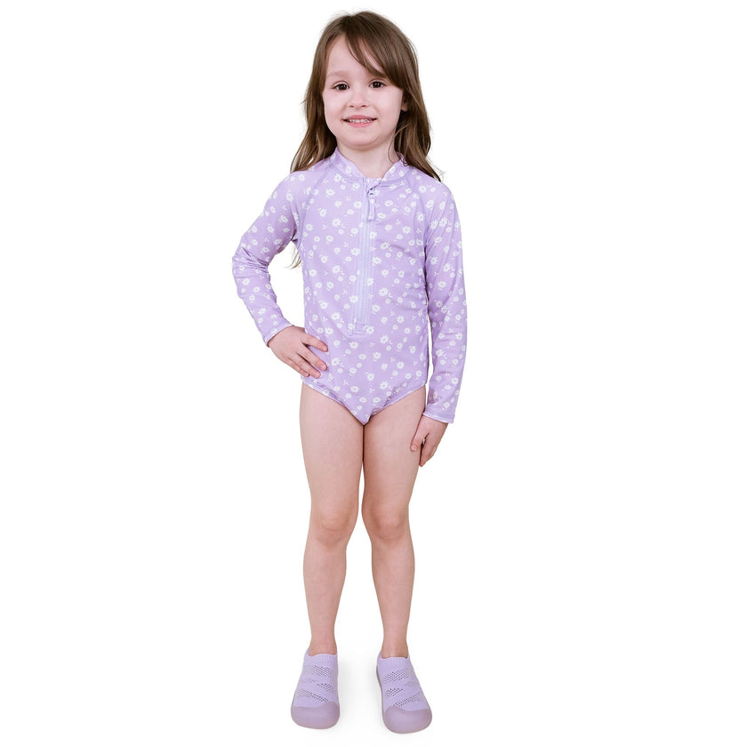 Jan & Jul 1-Piece UV Swimsuit Purple Daisy