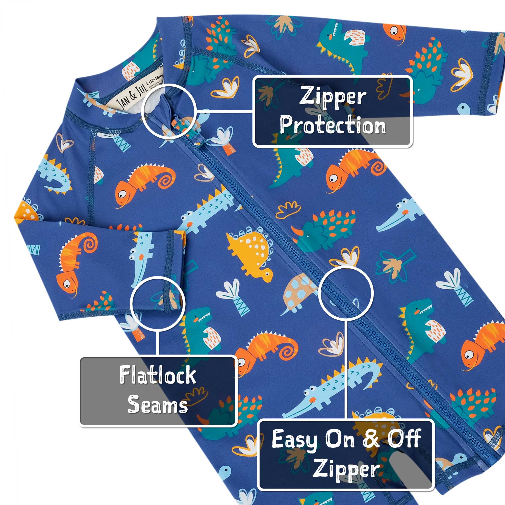 Jan & Jul 1-Piece UV Swimsuit Dino Buddies