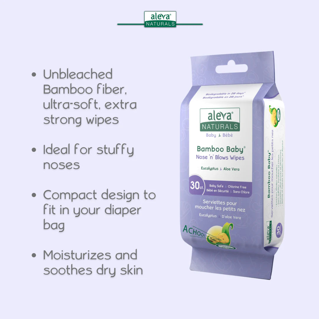 Aleva Bamboo Baby Nose ‘n’ Blow Wipes (30 pack)