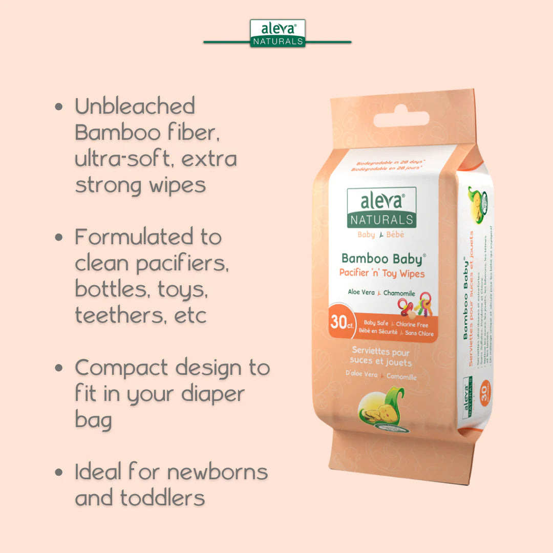 Aleva Bamboo Baby Pacifier ‘n’ Toy Wipes (30 pack)