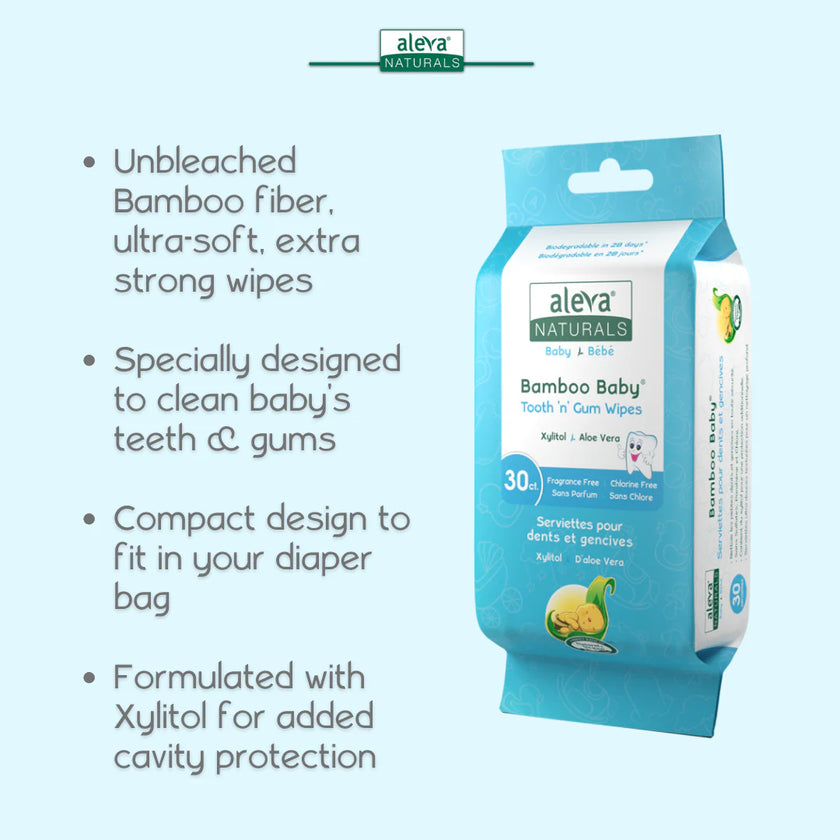 Aleva Bamboo Baby Tooth ‘n’ Gum Wipes (30 pack)