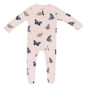 Kyte Baby Zippered Footie Blush Butterfly