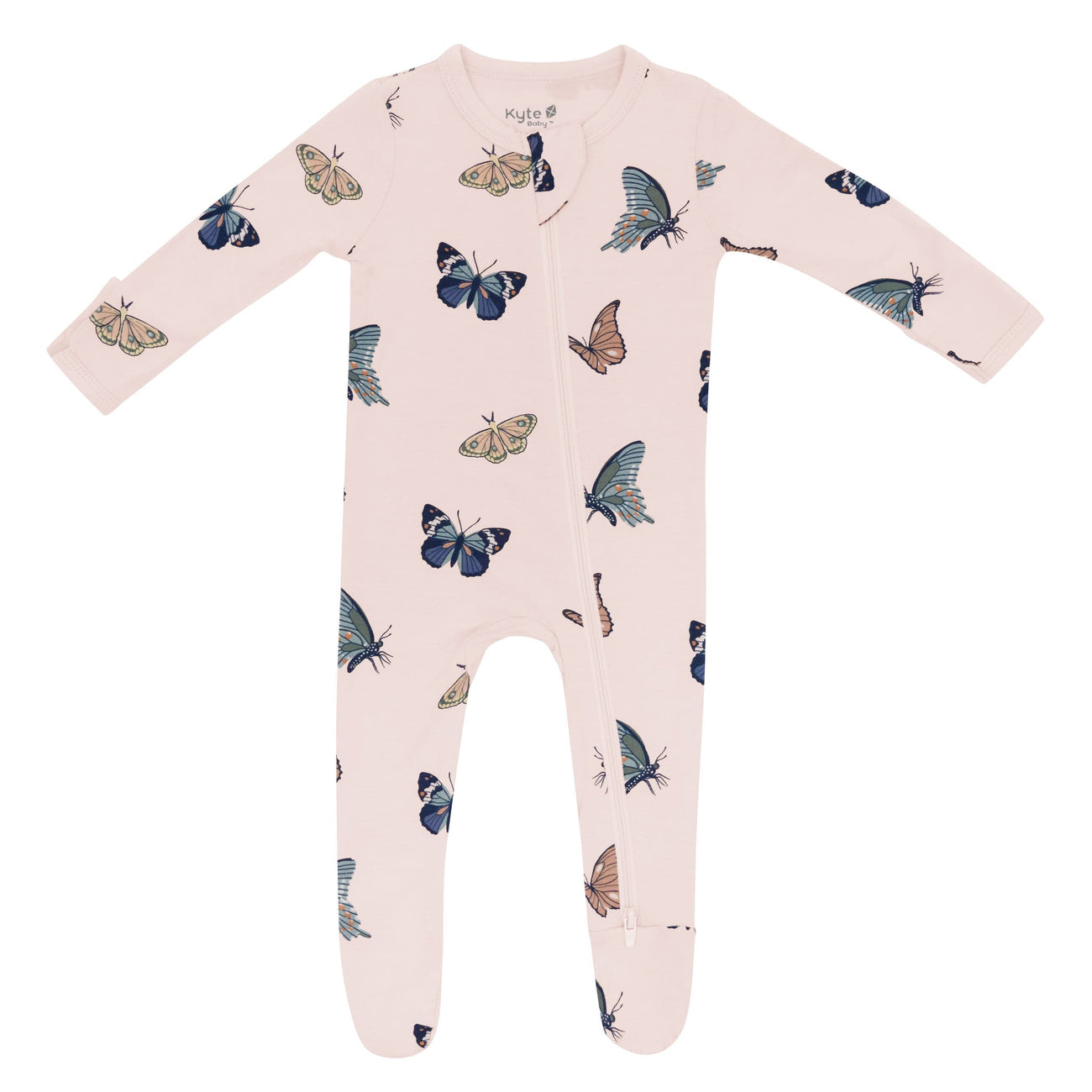 Kyte Baby Zippered Footie Blush Butterfly