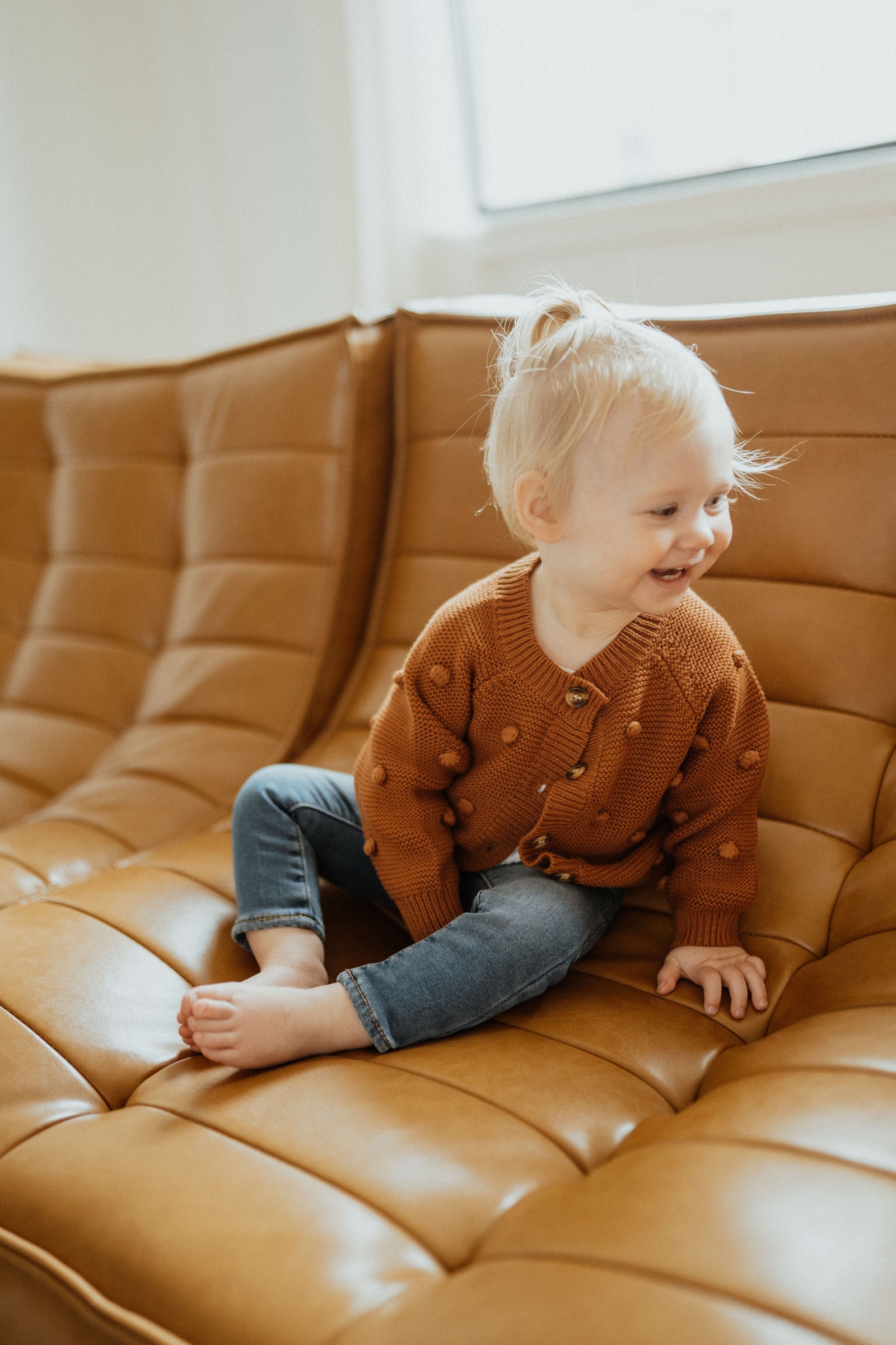 Ba.be.O Dot Cardigan Coffee