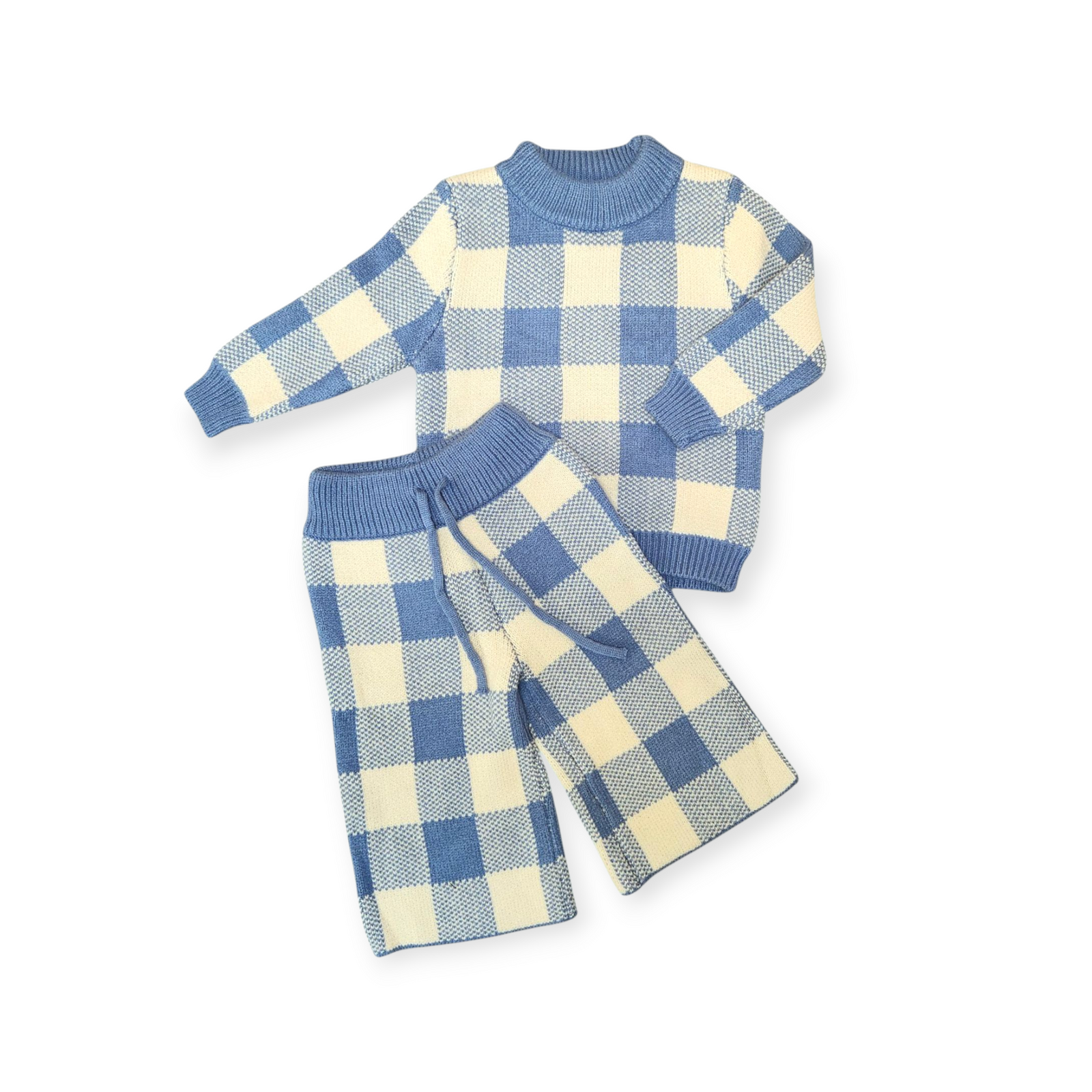 Ba.be.O Checkered Knit Suit Blue