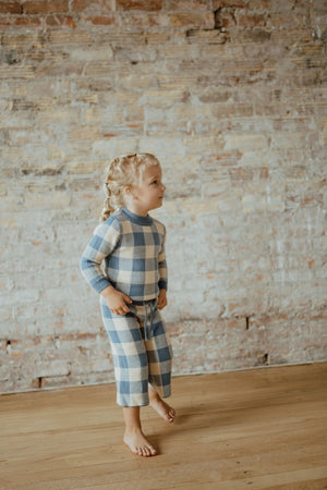 Ba.be.O Checkered Knit Suit Blue