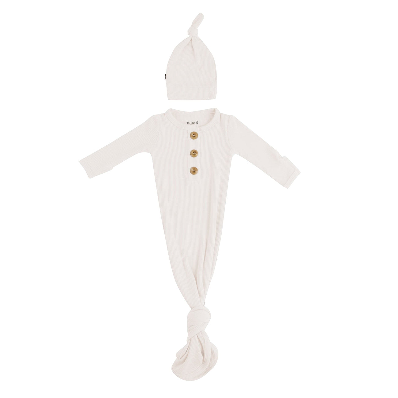 Kyte Baby Ribbed Knotted Gown & Hat Set