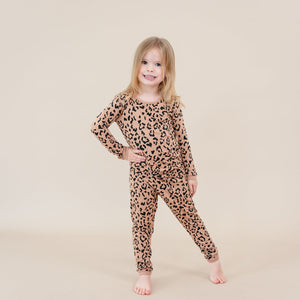 Kyte Baby Toddler Long Sleeve Pajamas Latte Leopard