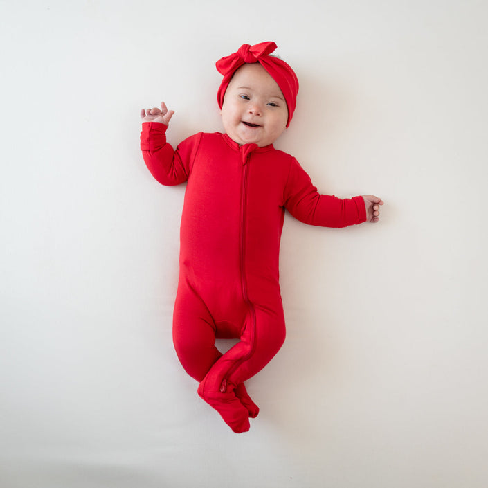 Kyte Baby Zippered Footie in Cardinal