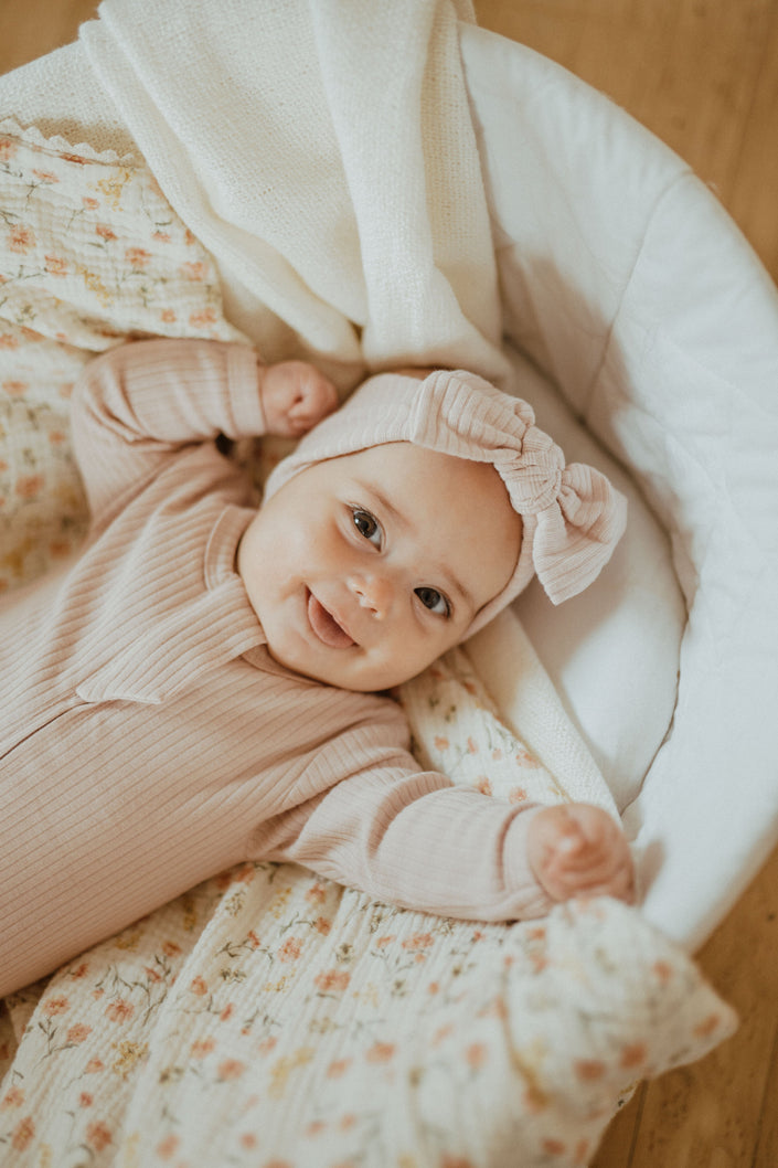 Ba.be.O Ribbed Infant Sleeper Blush