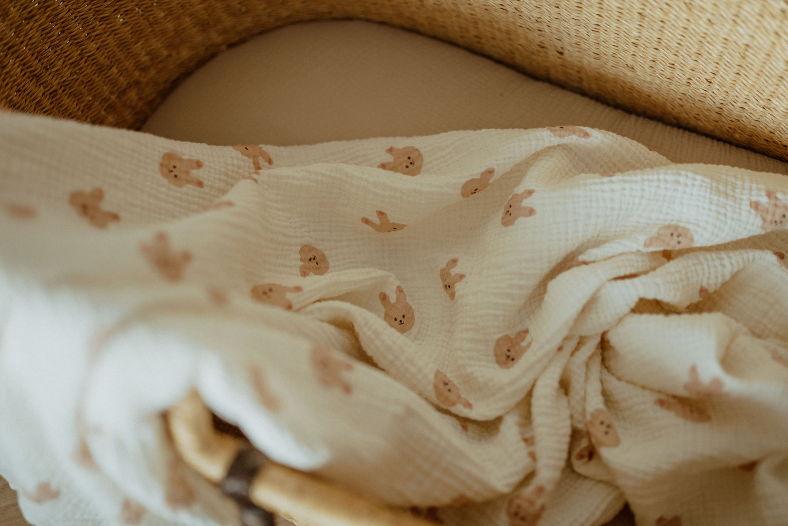 Ba.be.O Organic Cotton Pink Bunny Muslin Swaddle
