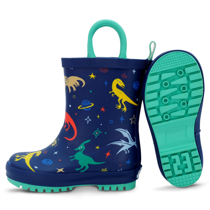 Jan & Jul Puddle-Dry Rain Boots Space Dinos