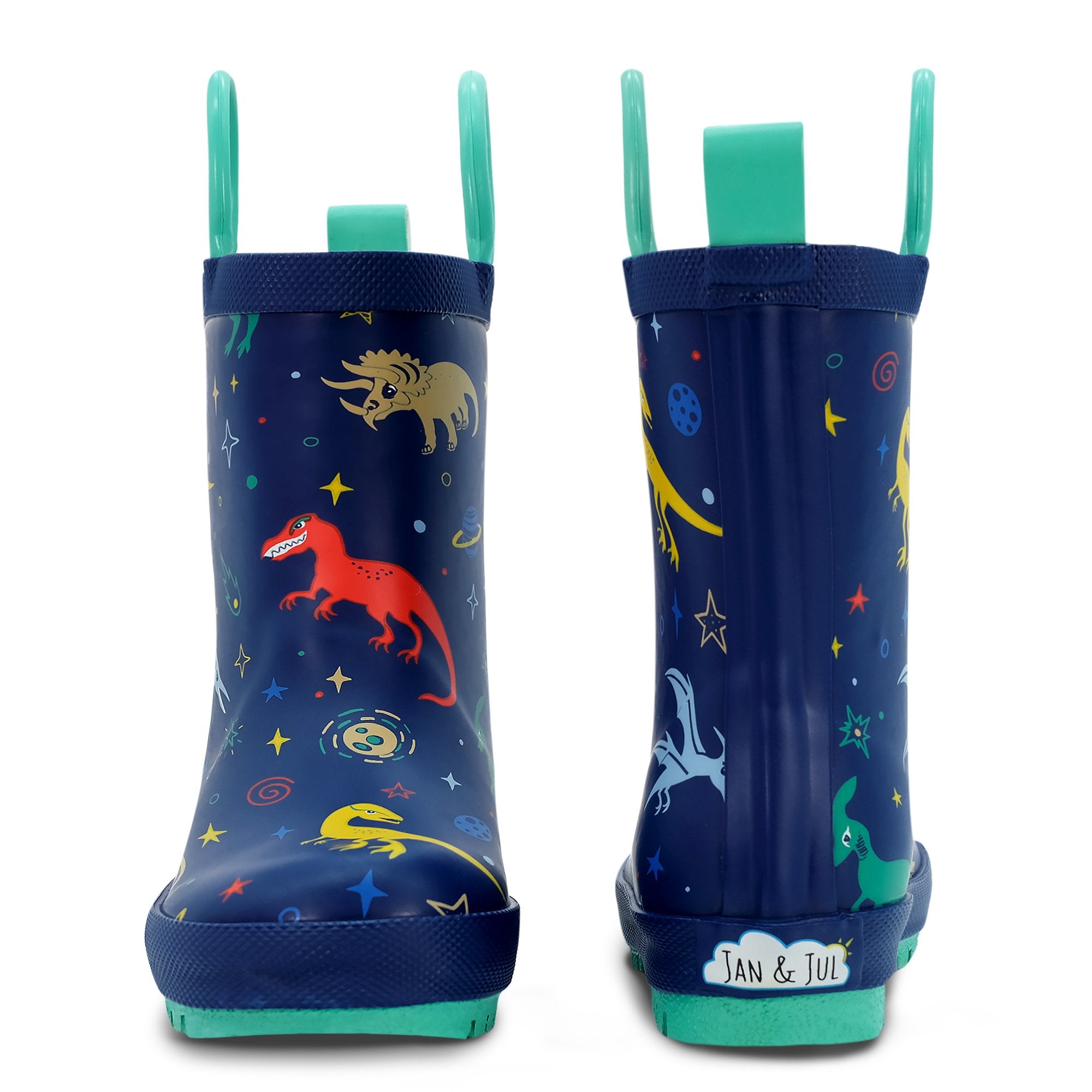 Jan & Jul Puddle-Dry Rain Boots Space Dinos