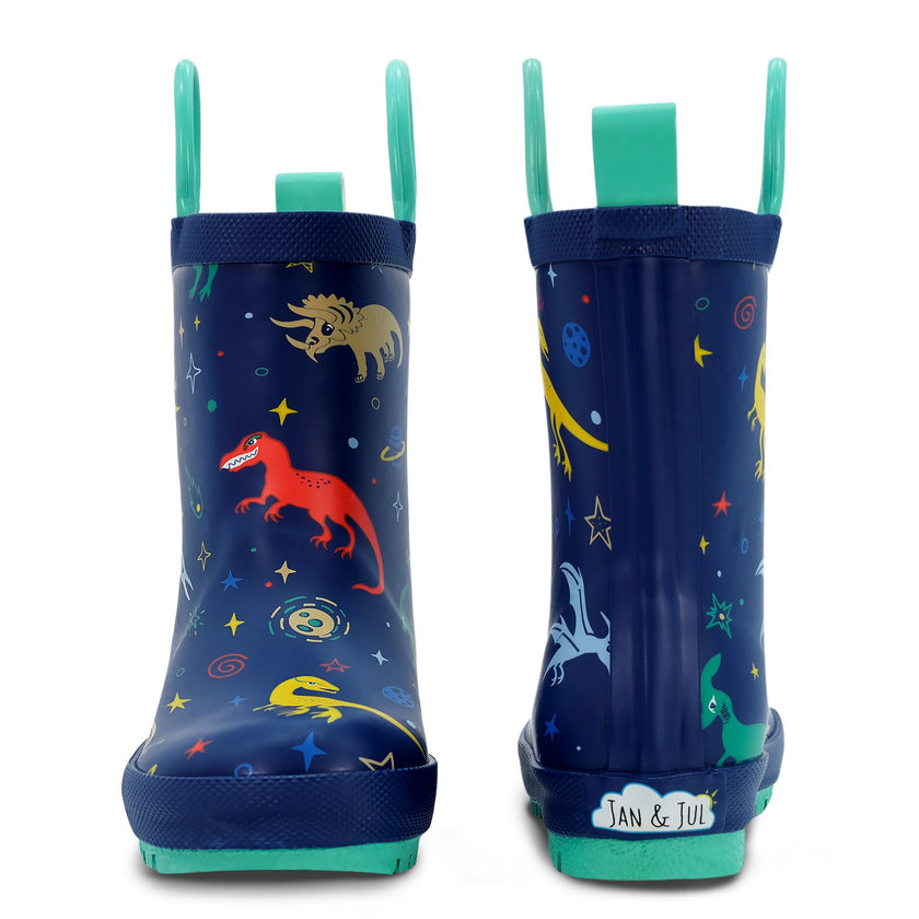 Jan & Jul Puddle-Dry Rain Boots Space Dinos