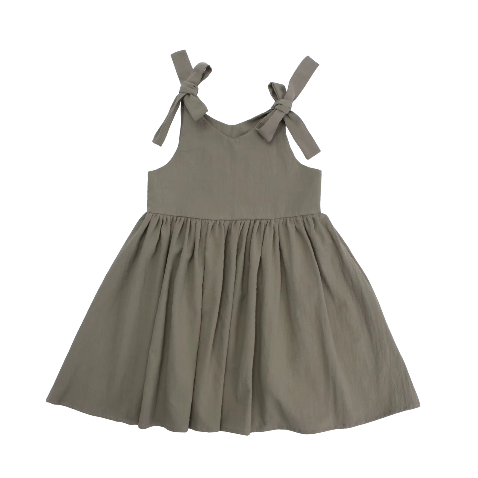 Ba.be.O Cotton Shoulder Tie Dress Olive