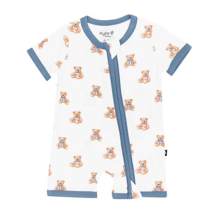 Kyte Baby Zippered Shortall Romper Teddy Bear