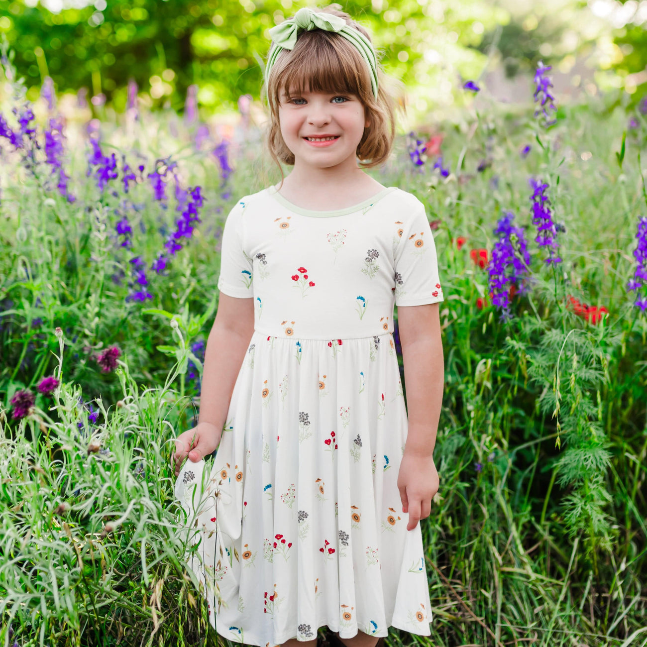 Kyte Baby Short Sleeve Twirl Dress Wildflower