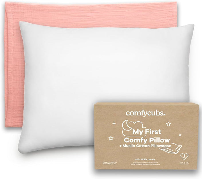Comfy Cubs Toddler Pillow with Muslin Pillow Case