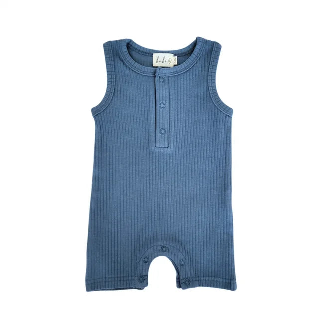 Ba.be.O Ribbed Tank Romper Deep Blue