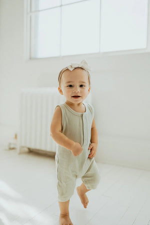 Ba.be.O Ribbed Tank Romper Light Sage