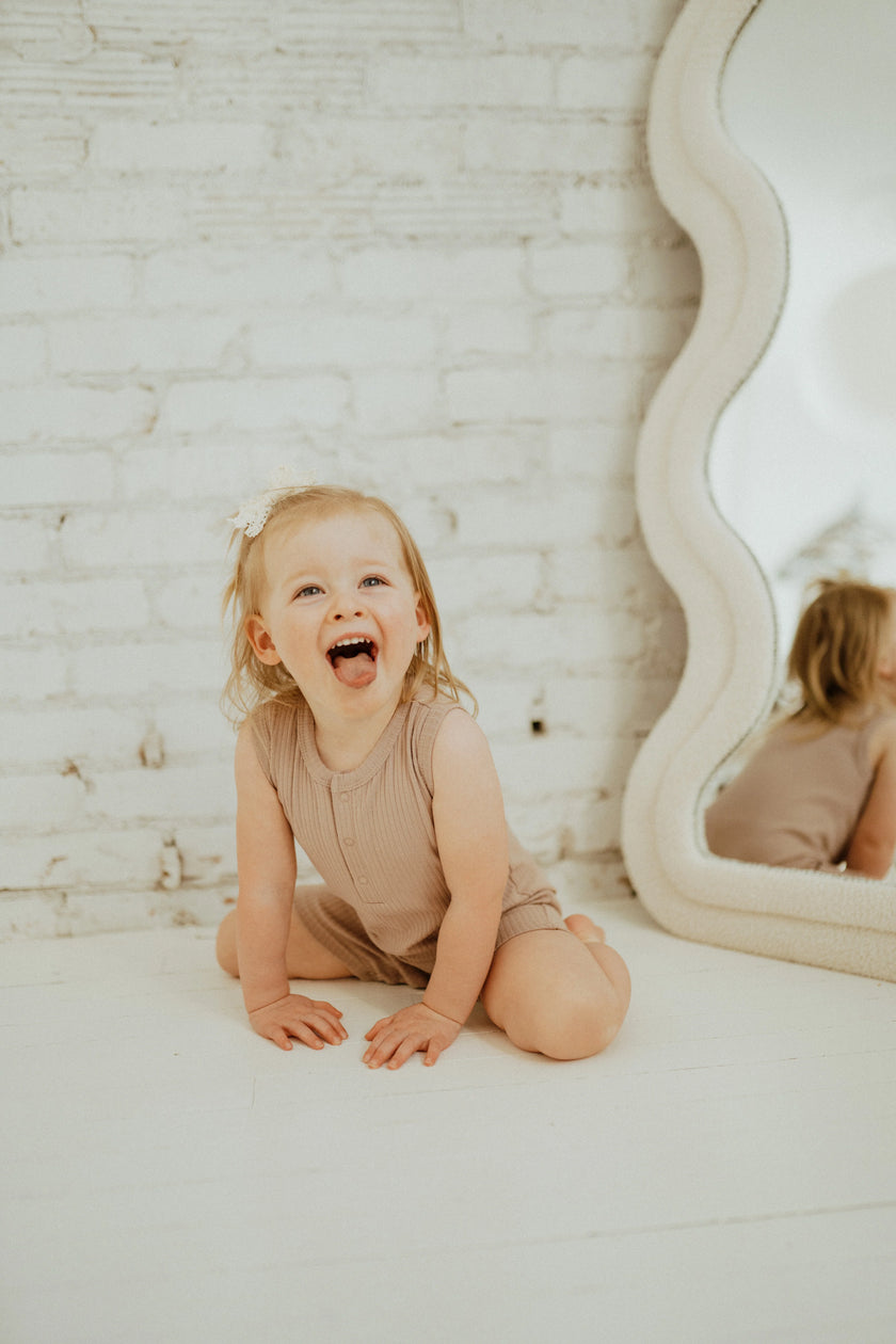 Ba.be.O Ribbed Tank Romper Vintage Mauve