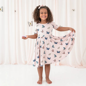 Kyte Baby Short Sleeve Twirl Dress Blush Butterfly