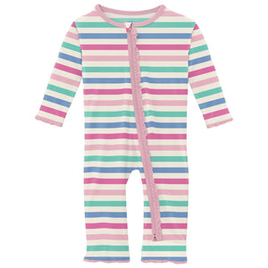 Kickee Pants Muffin Ruffle Coverall Skip To My Lou Stripe