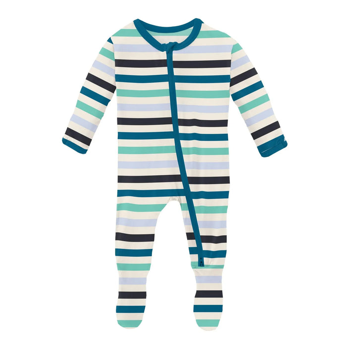 Kickee Pants Footie Little Boy Blue Stripe