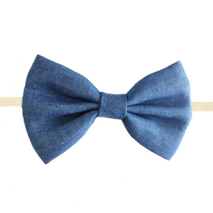 Baby Wisp Big Blue Denim Bow Infant Headband