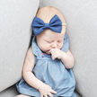 Baby Wisp Big Blue Denim Bow Infant Headband