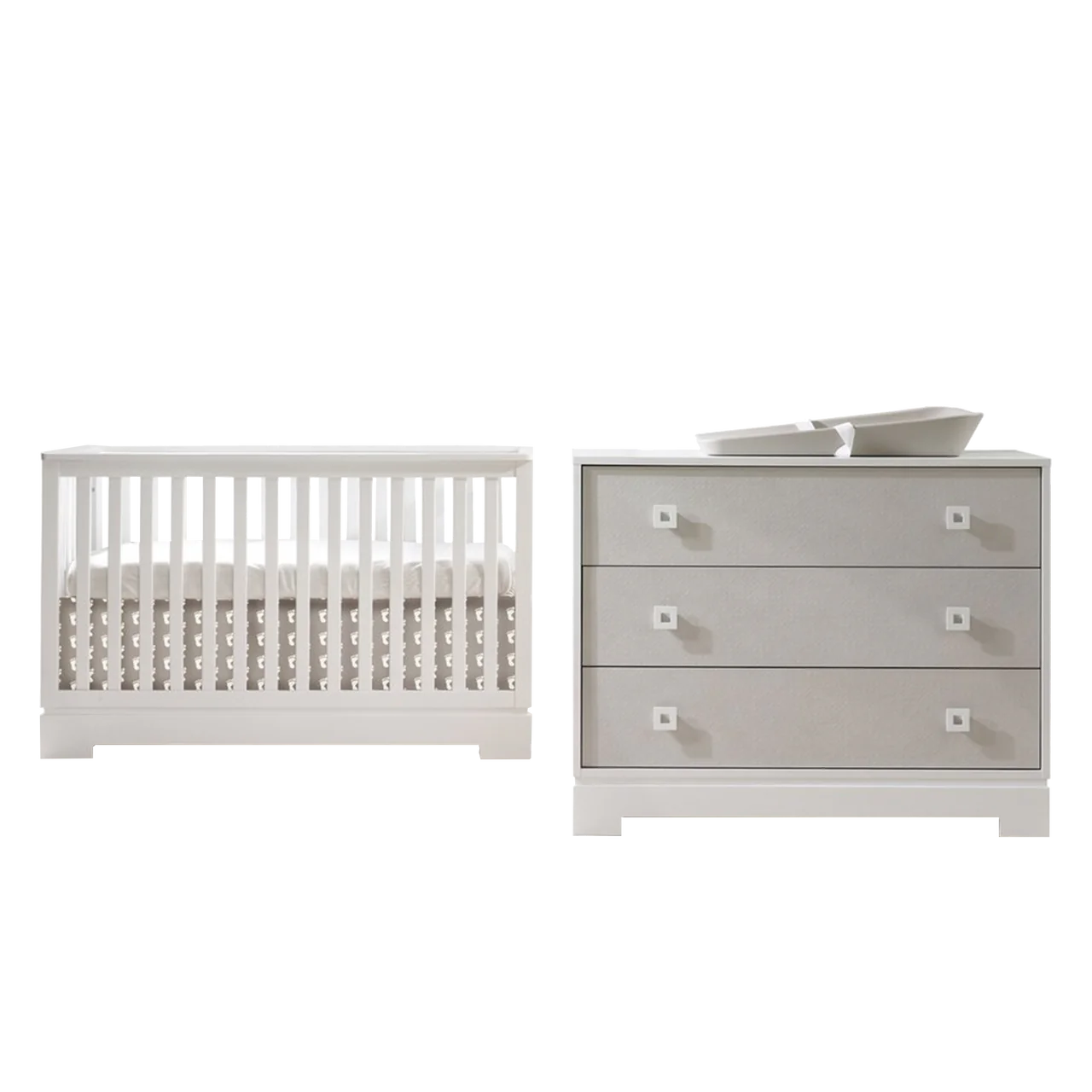 Tulip Olson Convertible Crib & 3-Drawer Dresser Set White/Mosaic