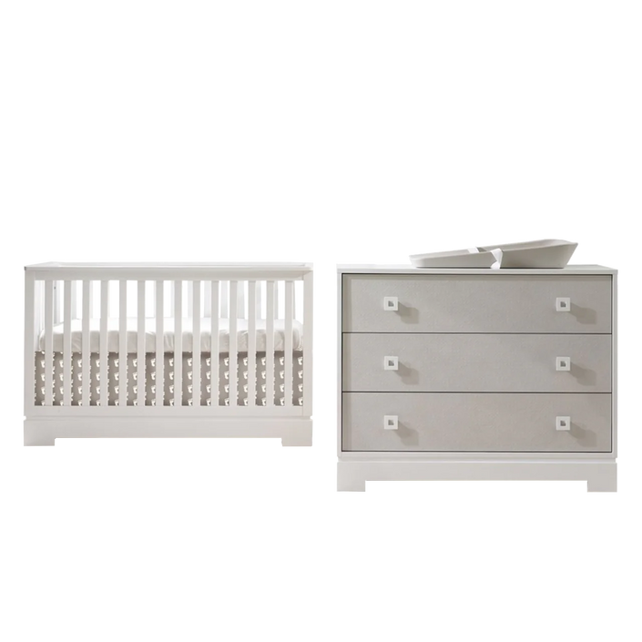 Tulip Olson Convertible Crib & 3-Drawer Dresser Set White/Mosaic