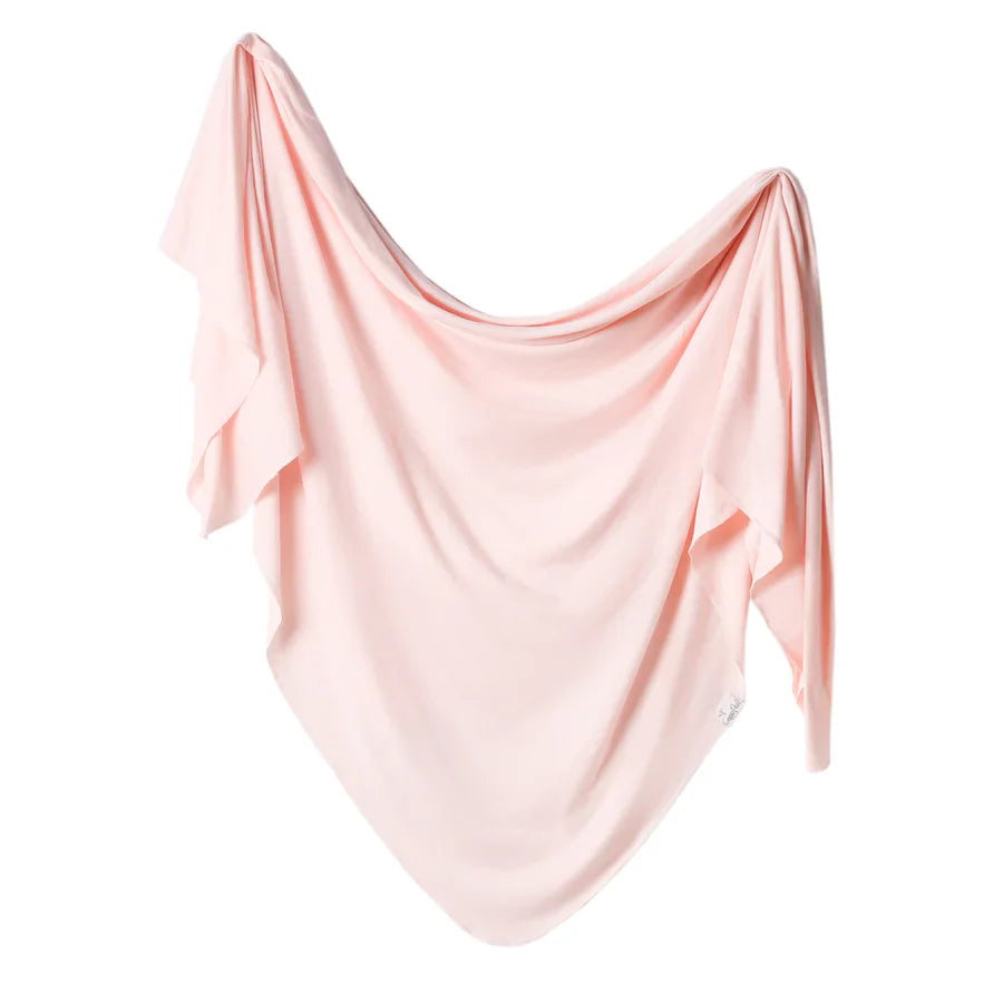 COPPER PEARL KNIT SOLID COLOR SWADDLE BLANKETS BLUSH