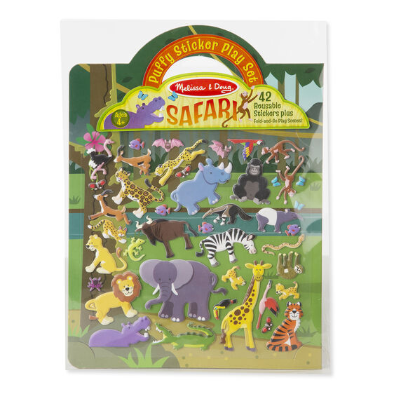 MELISSA & DOUG REUSABLE PUFFY STICKER PLAY SETS SAFARI