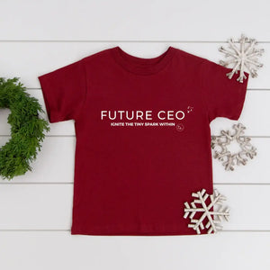 Tiny Spark Boutique Toddler T-Shirts Future CEO Maroon