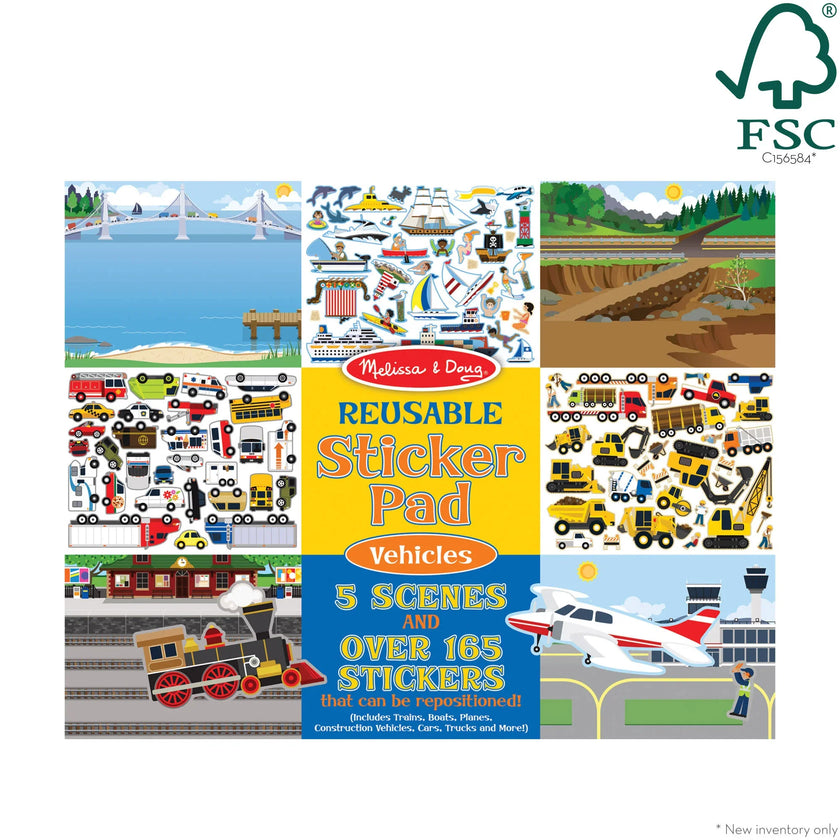 MELISSA & DOUG REUSABLE STICKER PADS VEHICLES
