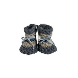 Woolies Baby Booties Blue & Light Grey